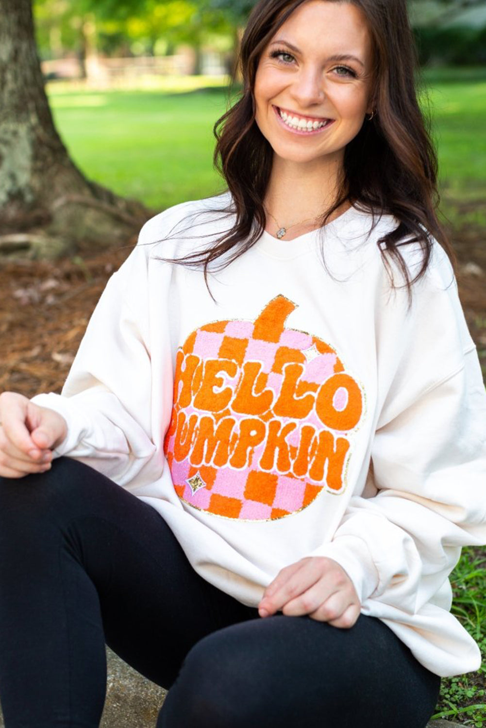 Halloween Pumpkin Patched Pattern Pullover Sweatshirt