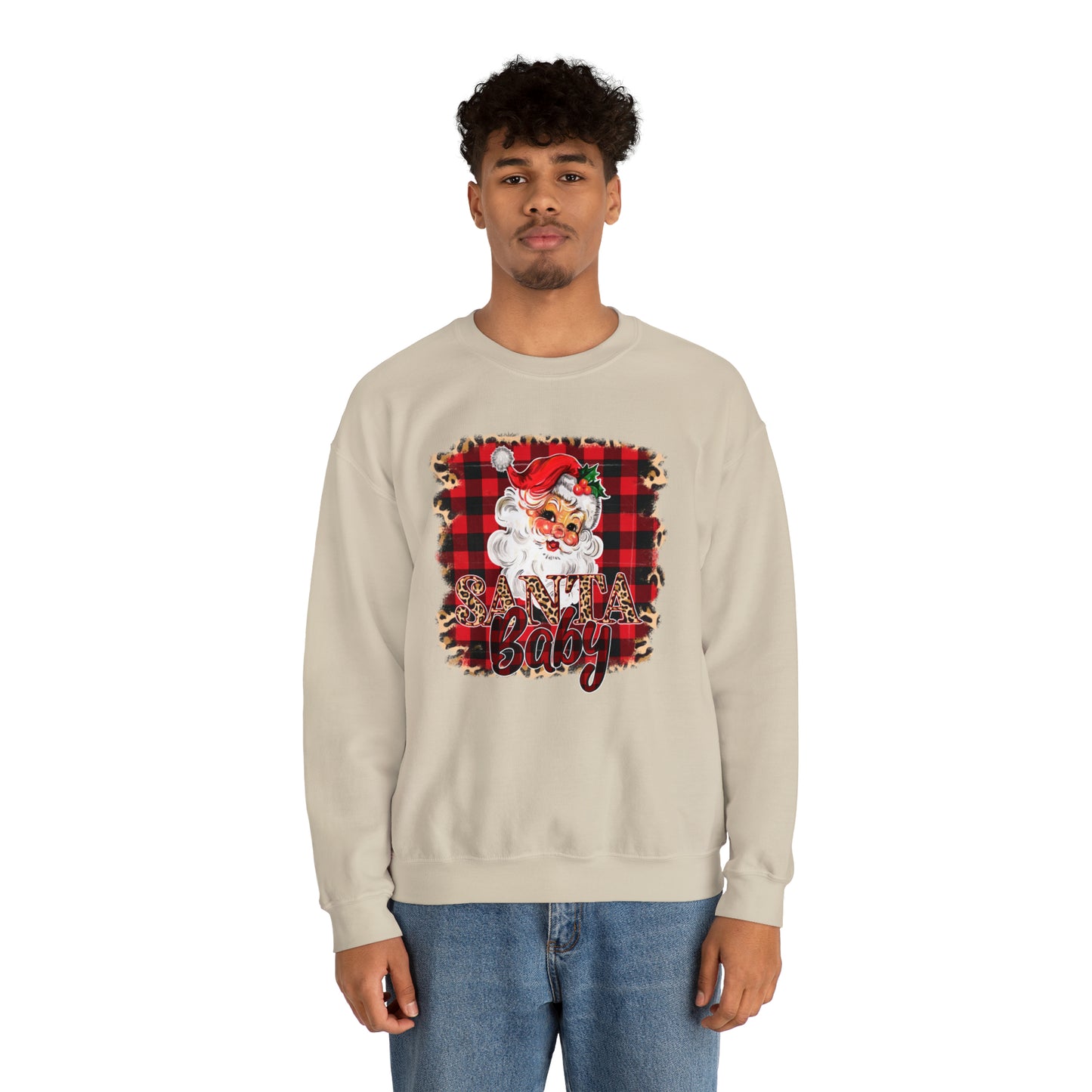 Santa Baby Leopard Print Unisex Heavy Blend™ Crewneck Sweatshirt