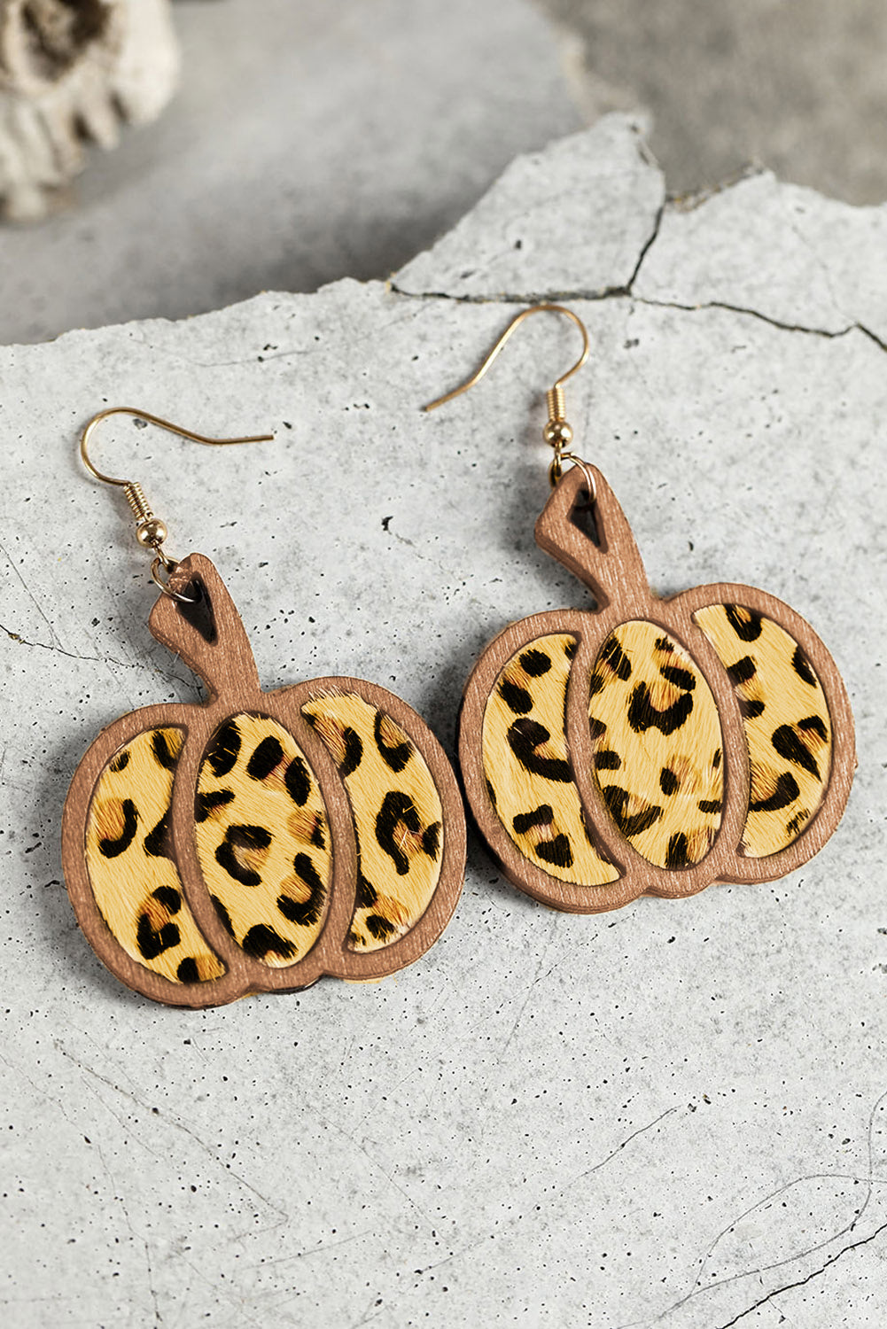 Leopard print Pumpkin Shape Drop Earrings