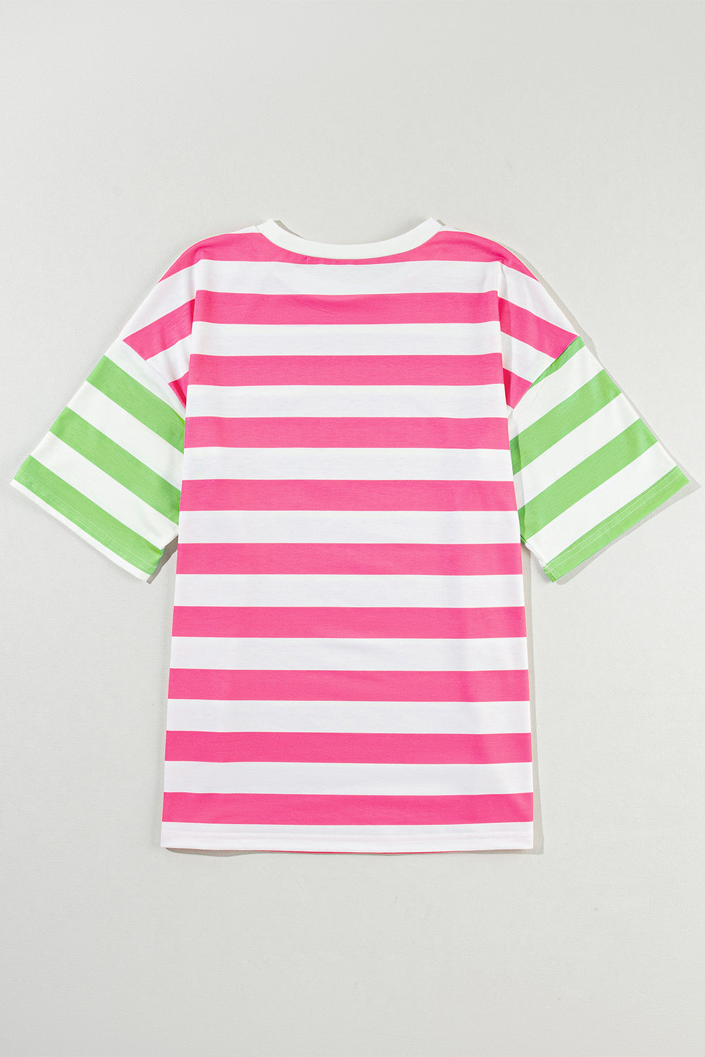 Blue Stripe Contrast Patch Pocket Drop Sleeve T Shirt