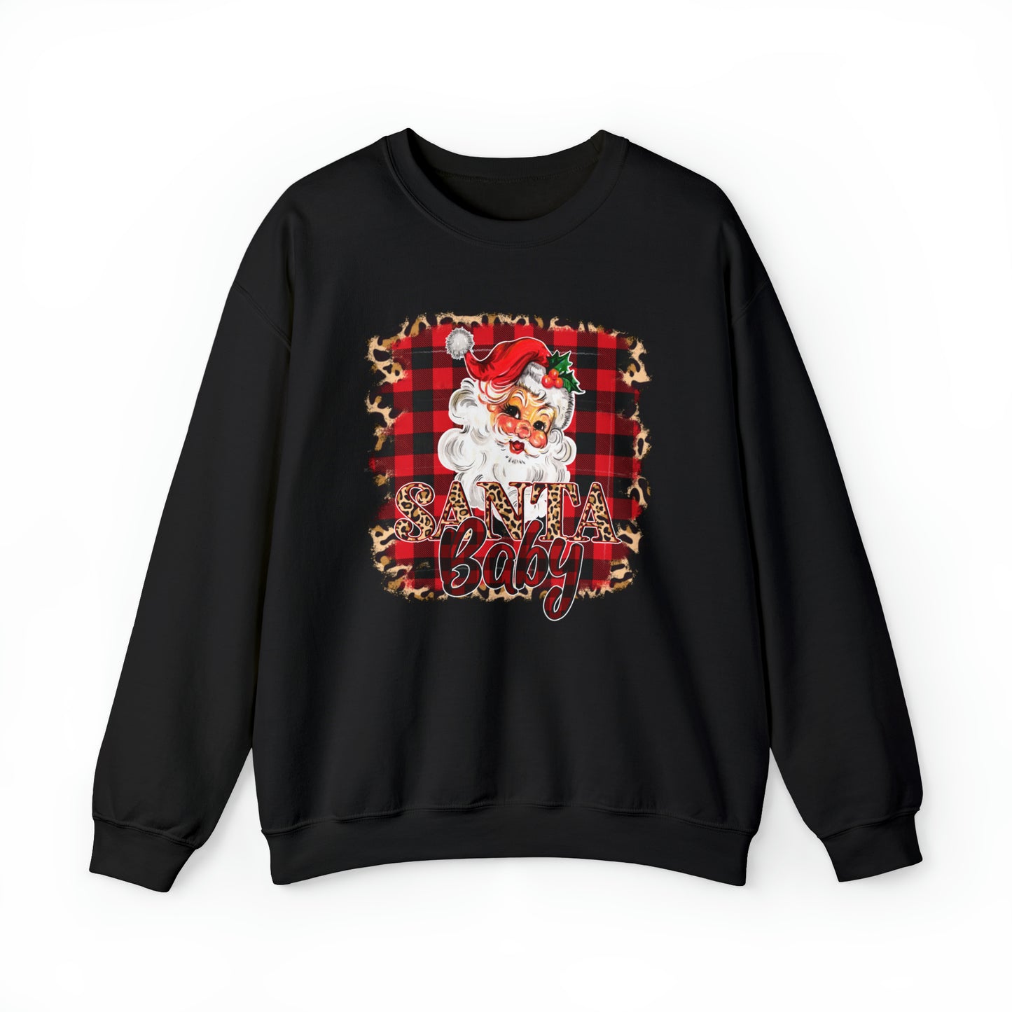 Santa Baby Leopard Print Unisex Heavy Blend™ Crewneck Sweatshirt