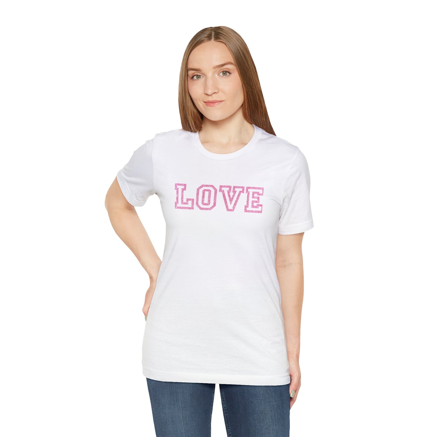 Pink Glitter Love Unisex Jersey Short Sleeve Tee