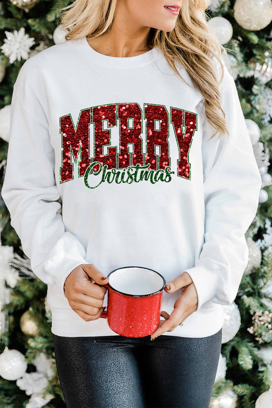 MERRY Christmas Graphic Crewneck Pullover Sweatshirt