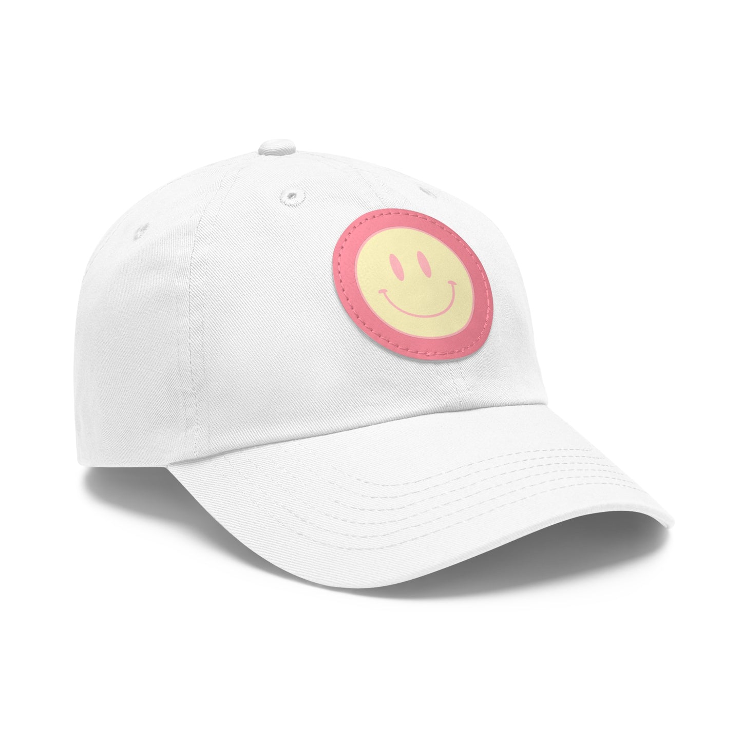 Smiley face Dad Hat with Leather Patch (Round)