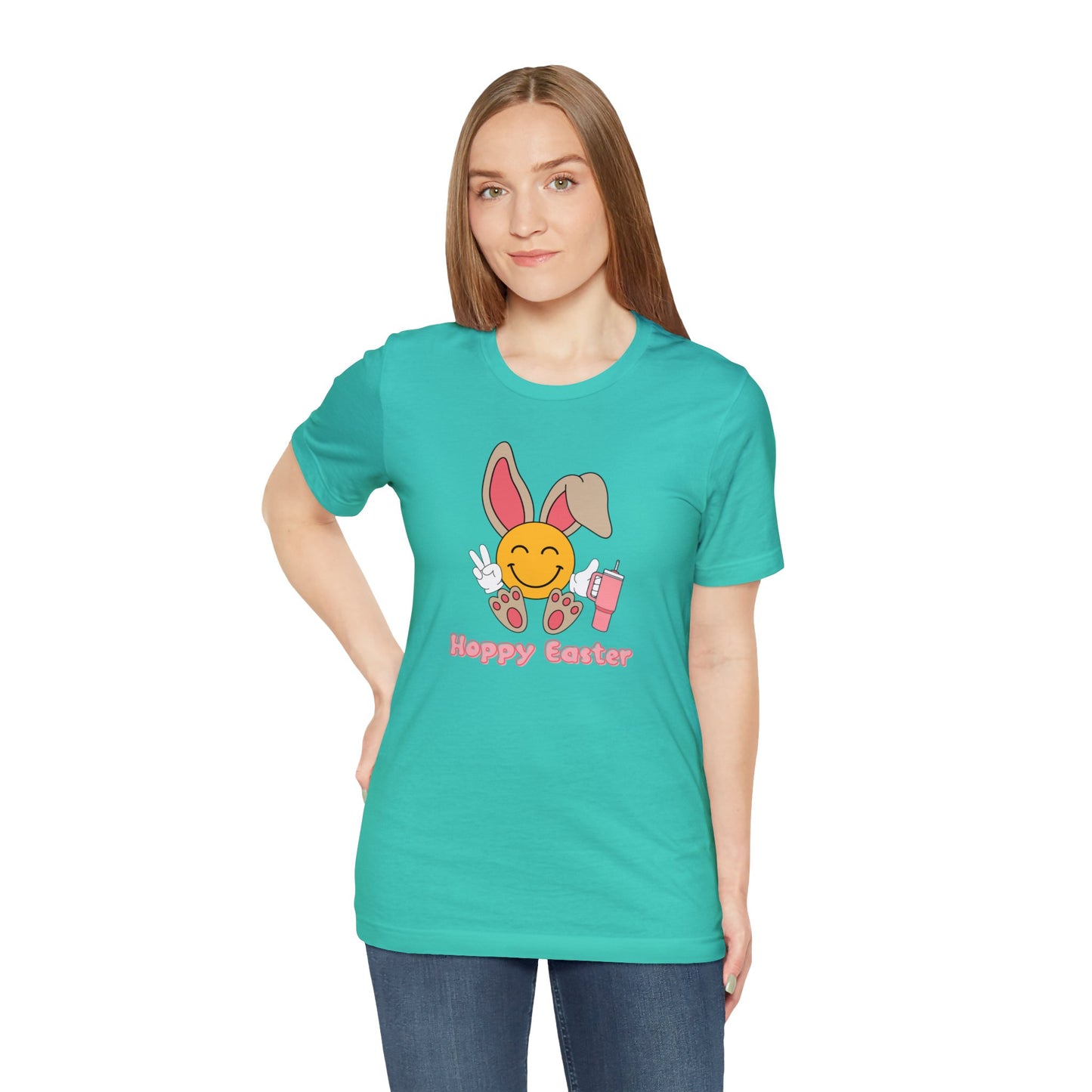 Hoppy Easter Smiley Cup Unisex Jersey Short Sleeve Tee