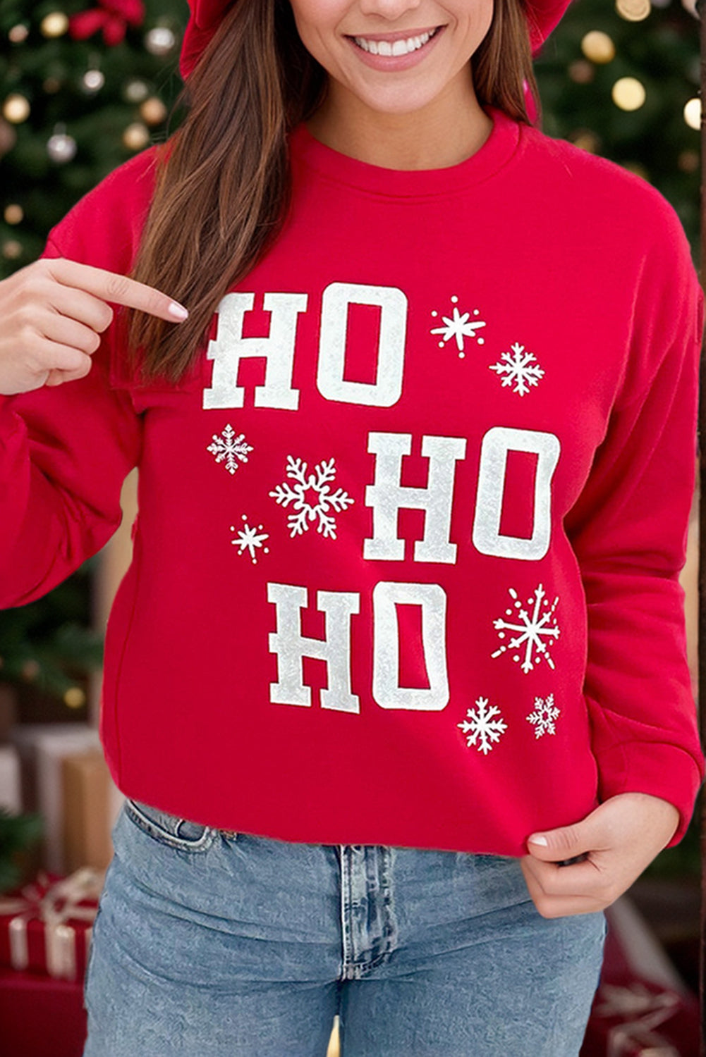 Christmas Ho Ho Ho Graphic Plus Size Sweatshirt