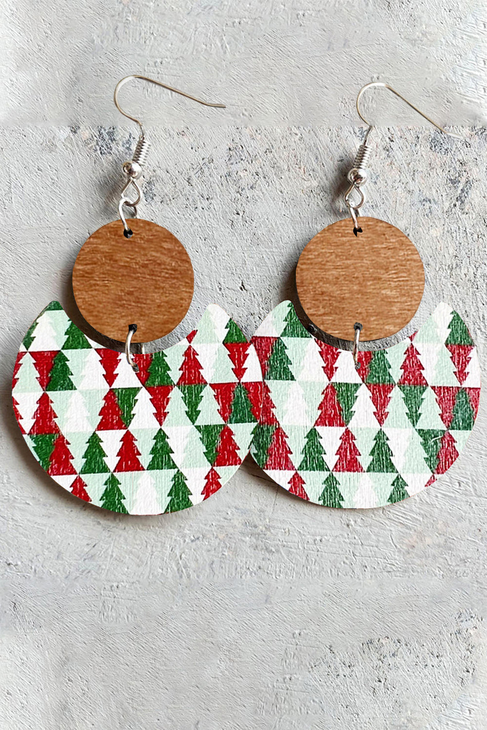 Christmas Checker Graphic Wooden Earrings