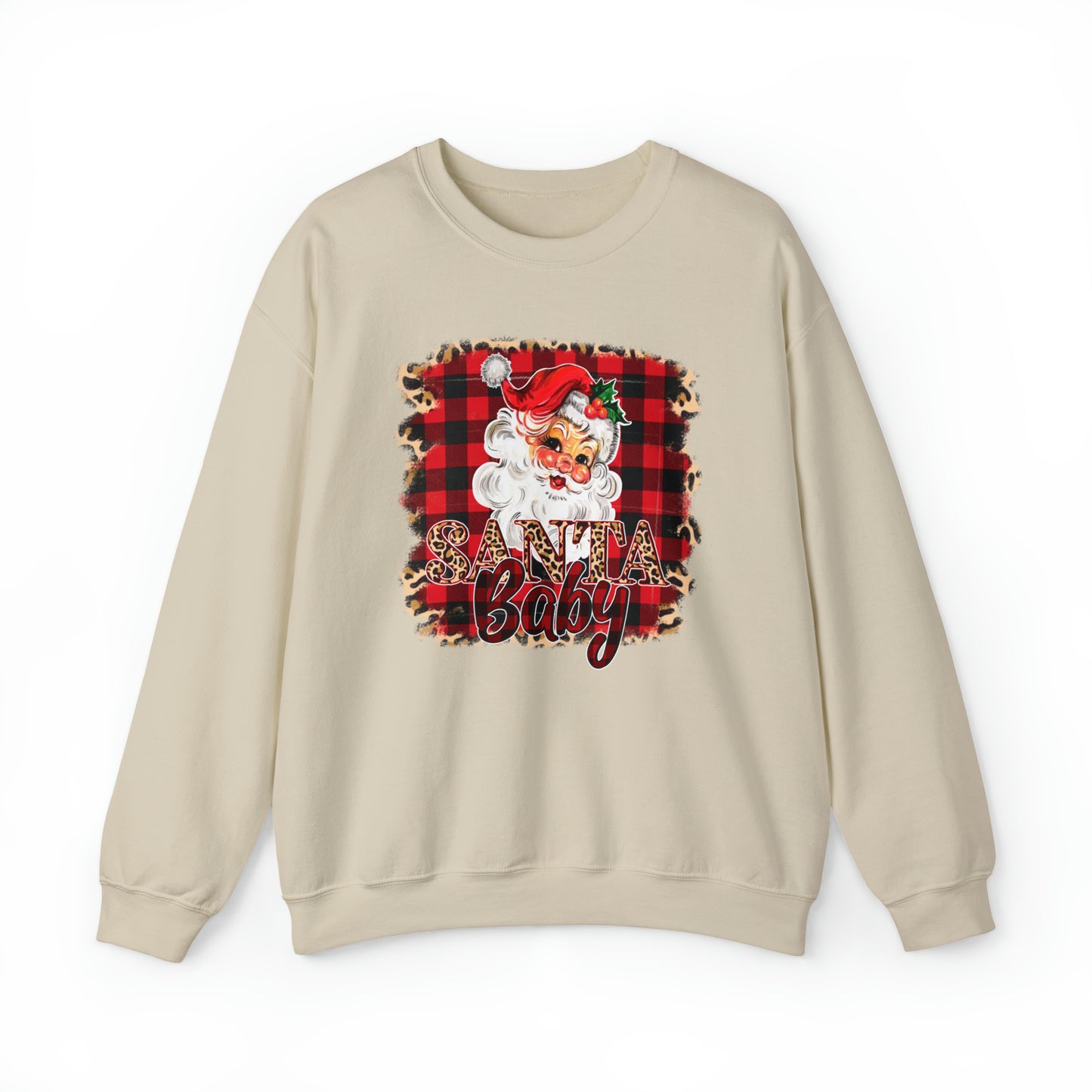 Santa Baby Leopard Print Unisex Heavy Blend™ Crewneck Sweatshirt