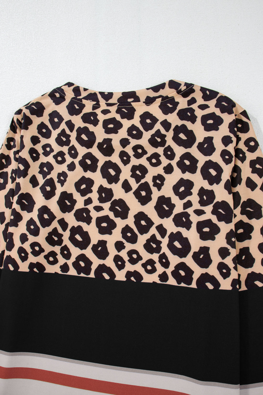 Leopard Color Block Crewneck Long Sleeve Top