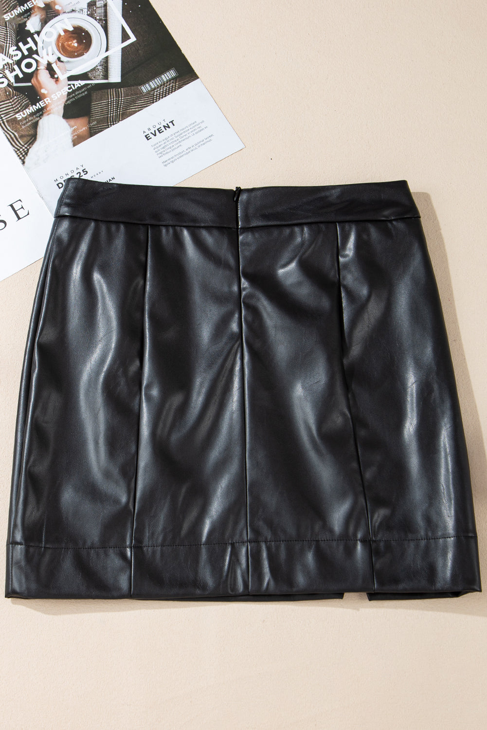 Leather Side Slits Slim Fit High Waist Mini Skirt