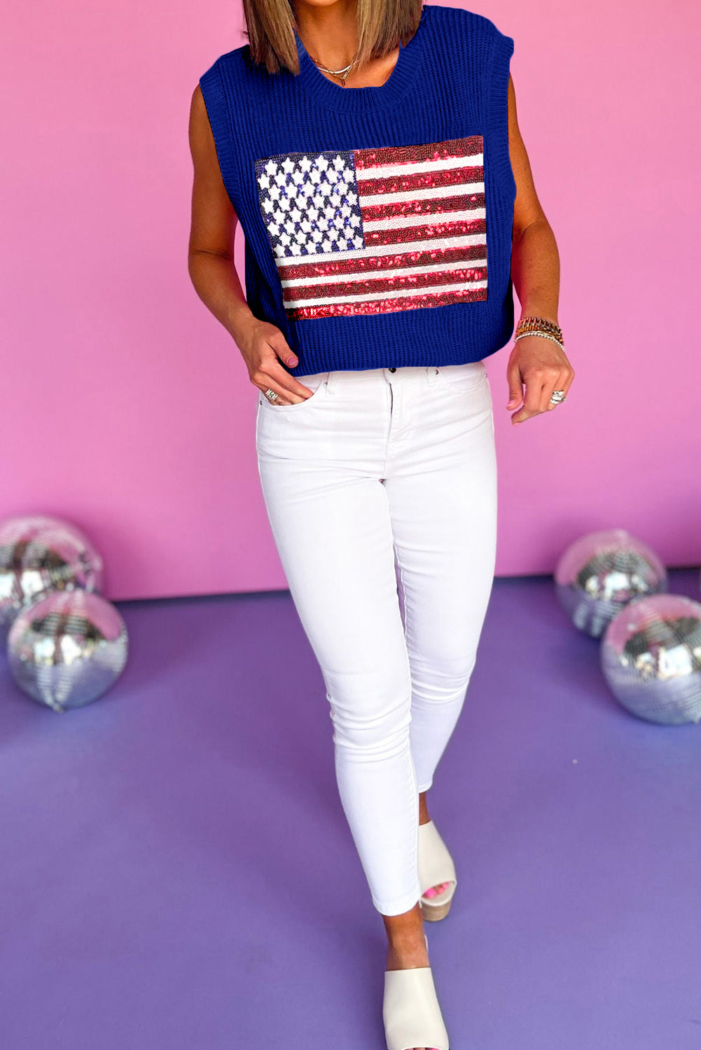 Sparkling American Flag Knitted Vest