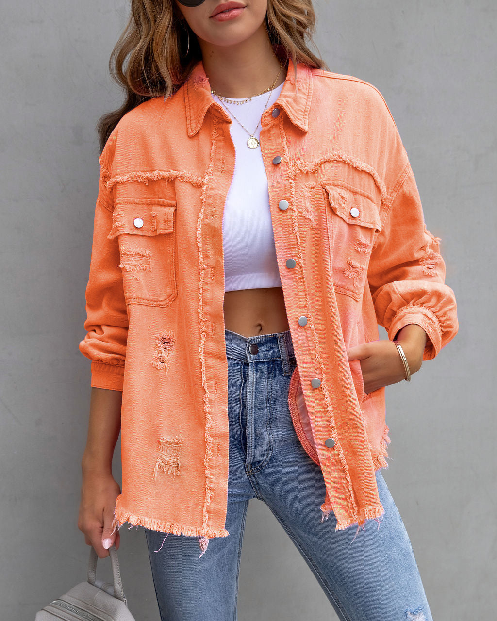 Grungy Ripped Jacket Casual Top