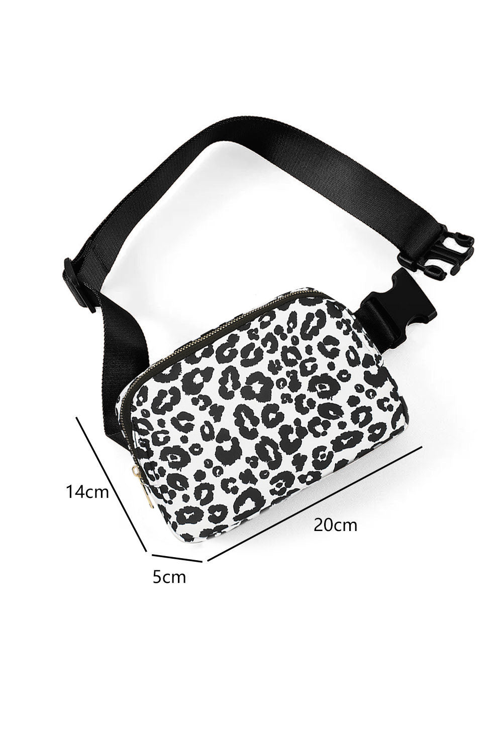 Black Leopard Print Buckle Canvas Chest Bag