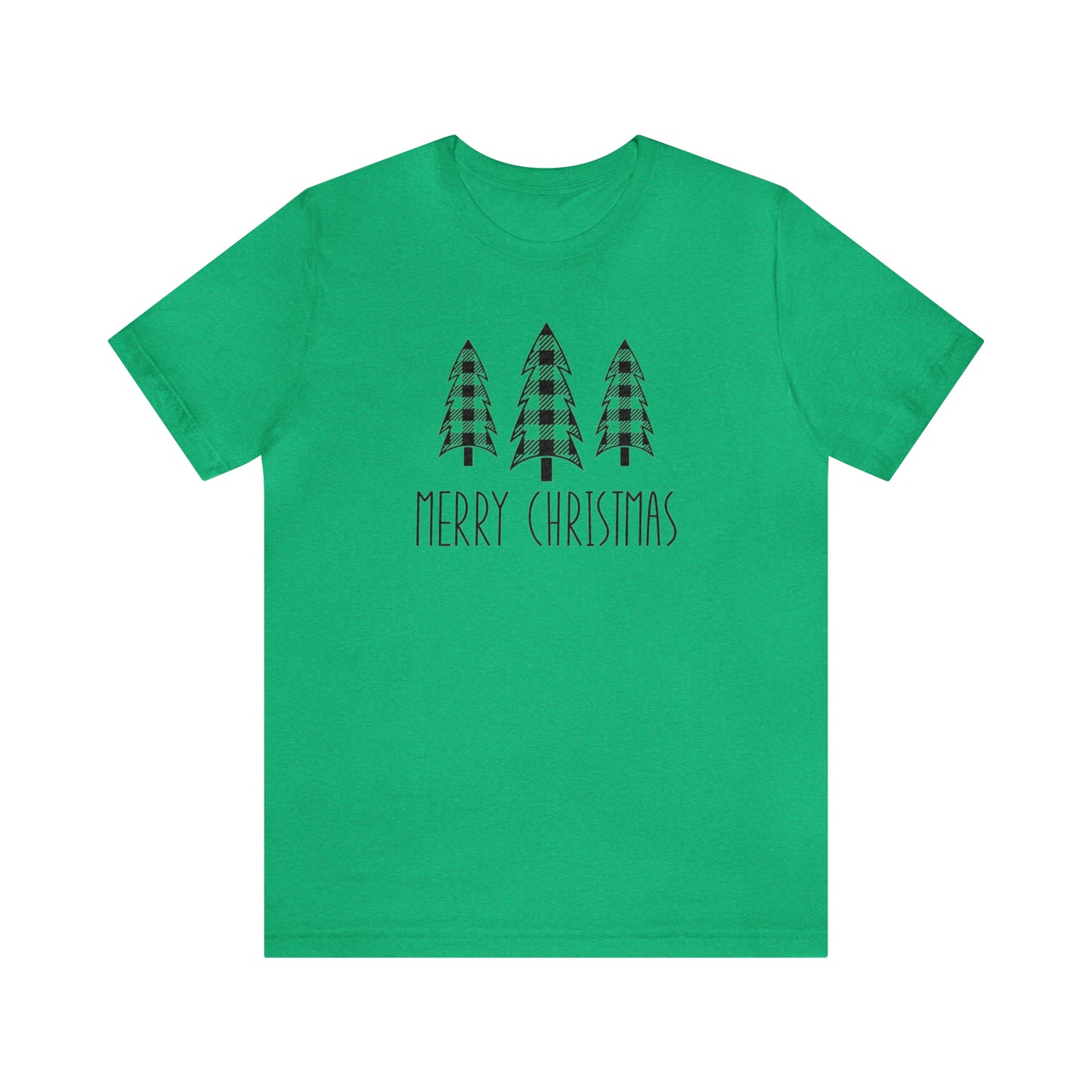 Merry Christmas Plaid Trees Unisex Jersey Short Sleeve Tee