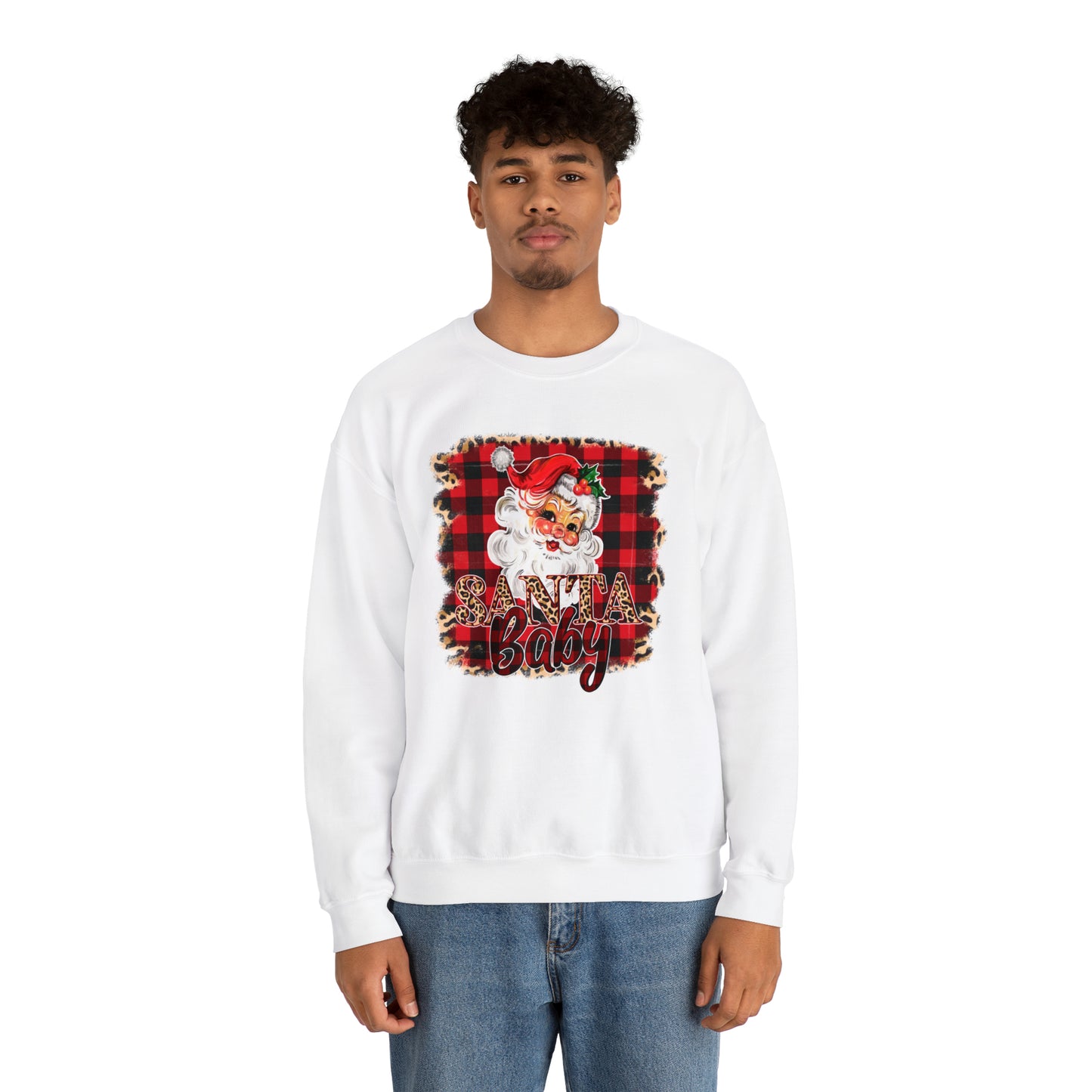 Santa Baby Leopard Print Unisex Heavy Blend™ Crewneck Sweatshirt