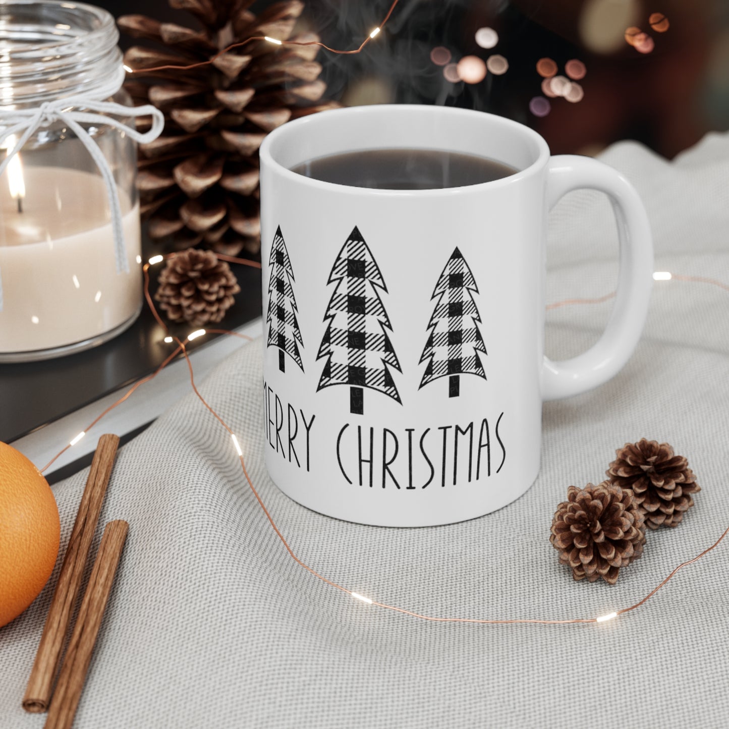 Plaid Christmas Tree Mug Ceramic Mug 11oz