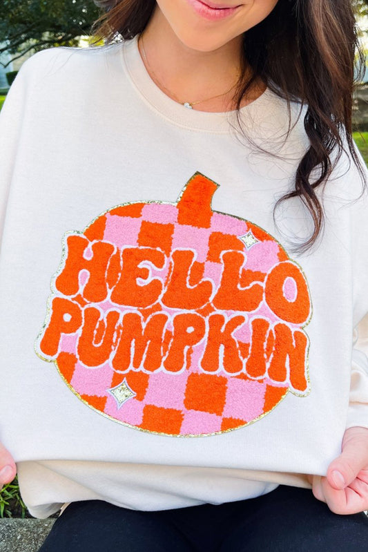 Halloween Pumpkin Patched Pattern Pullover Sweatshirt