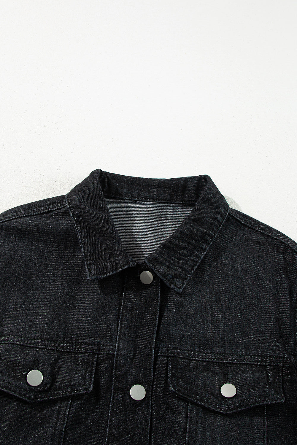 Raw Edge Ruffled Short Sleeve Denim Jacket