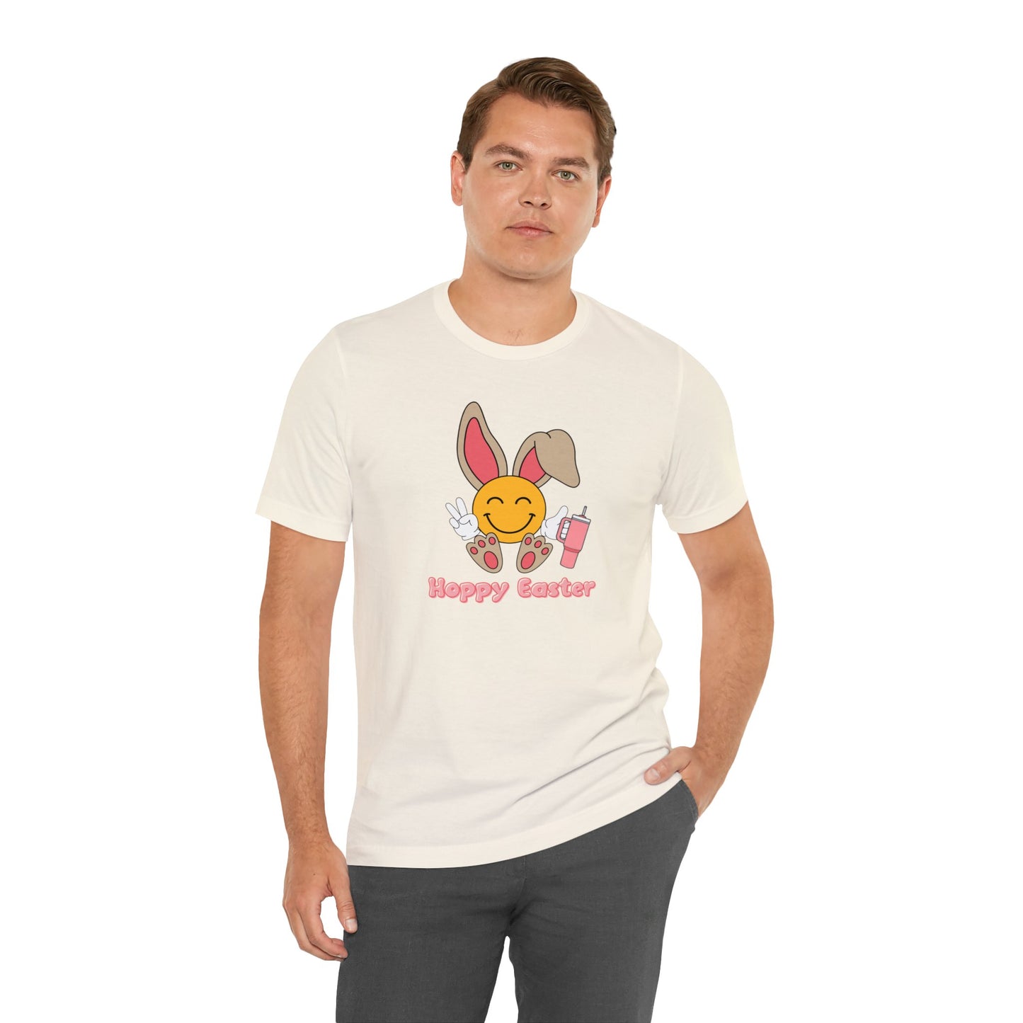 Hoppy Easter Smiley Cup Unisex Jersey Short Sleeve Tee