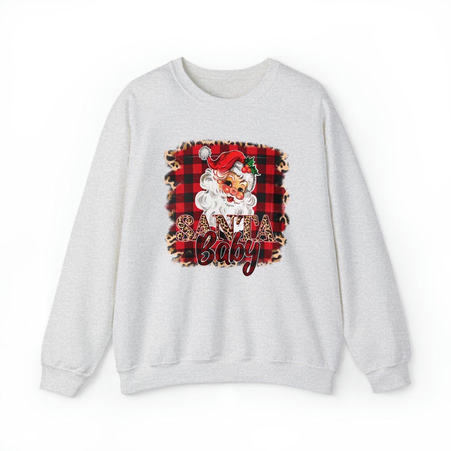 Santa Baby Leopard Print Unisex Heavy Blend™ Crewneck Sweatshirt