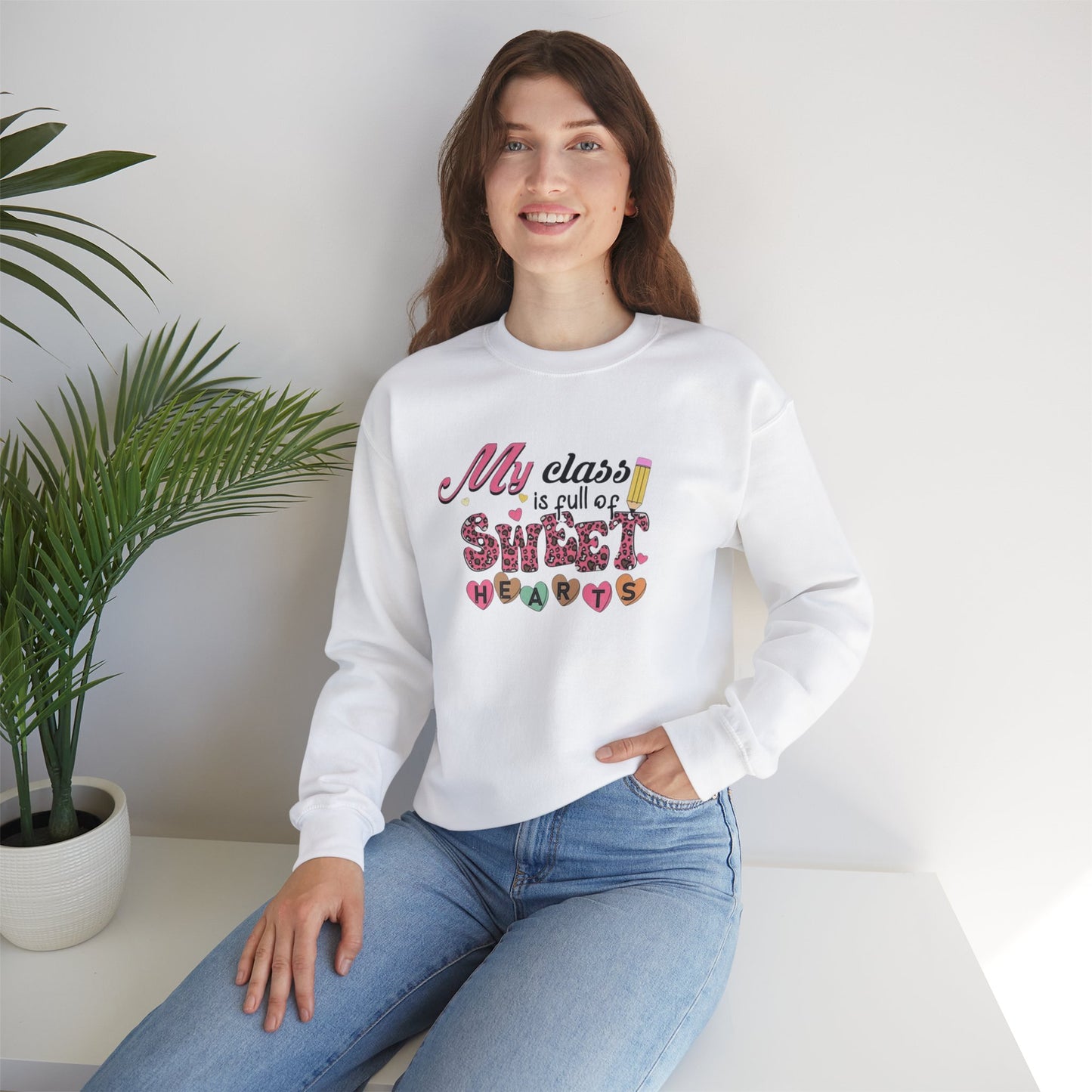 My Class Is Full of Sweet Hearts Unisex Heavy Blend™ Crewneck Sweatshirt