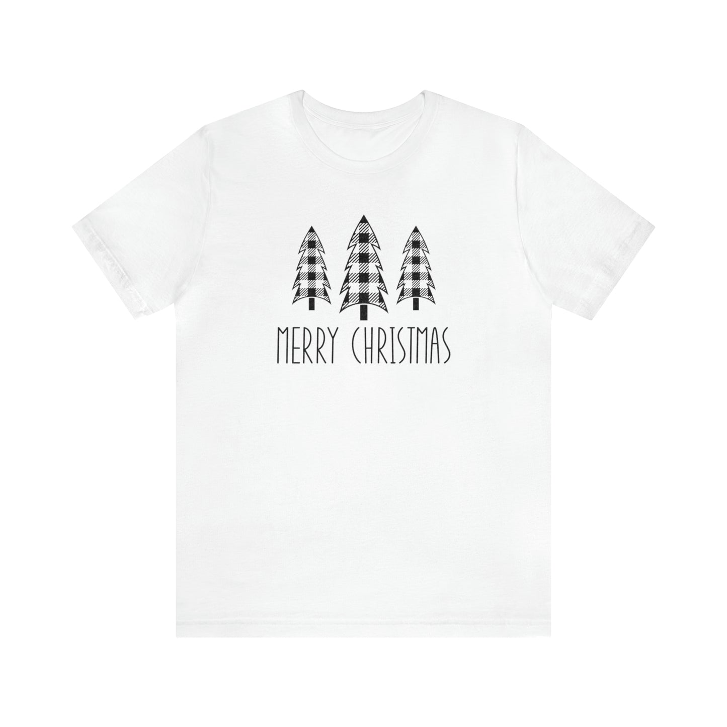 Merry Christmas Plaid Trees Unisex Jersey Short Sleeve Tee