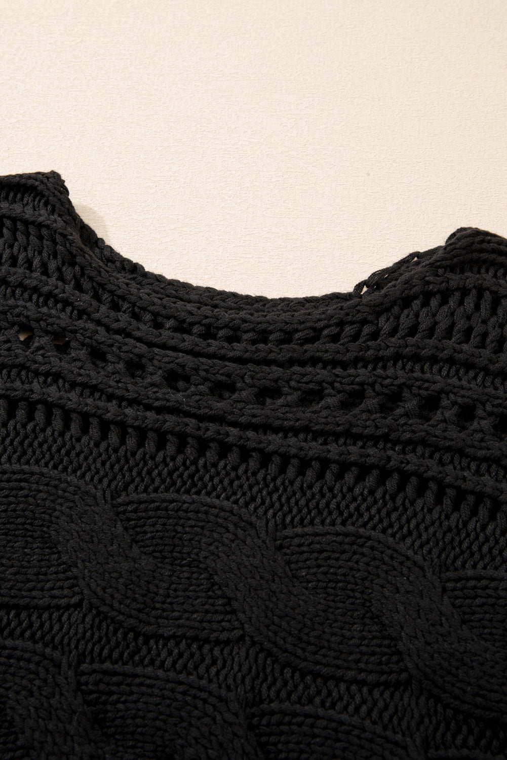 Hollow-out Cable Knit Cropped Sweater