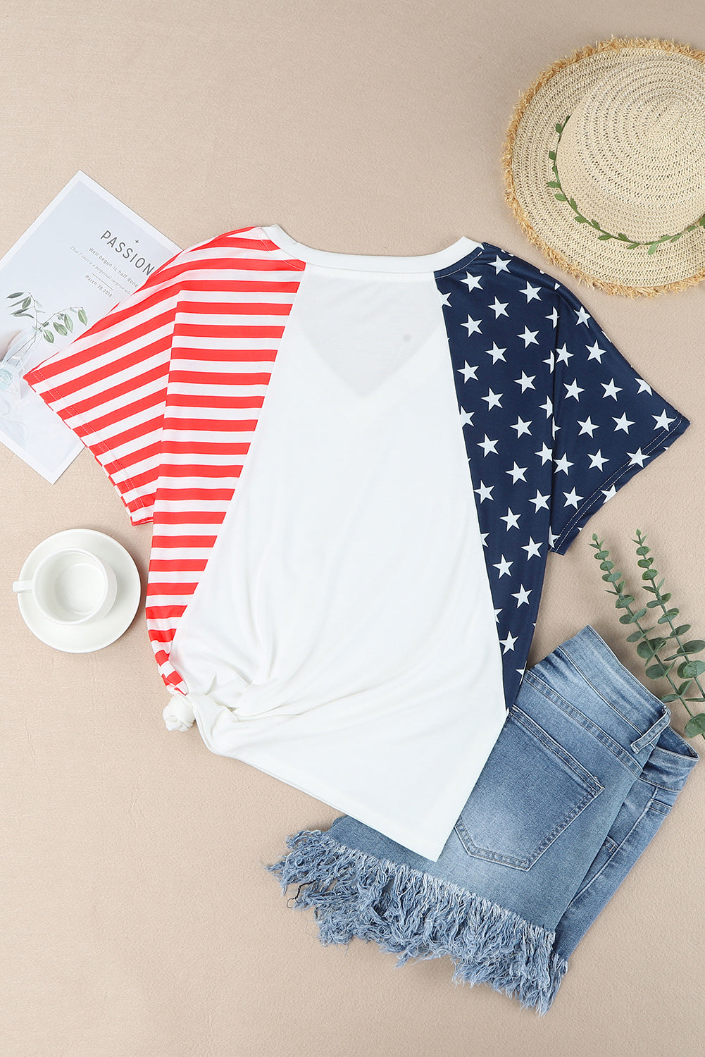 USA Stars and Stripes V Neck Tee