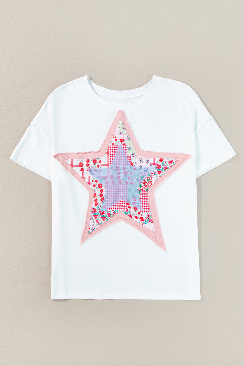 Meadow Mist Green Star Patchwork Loose T-shirt