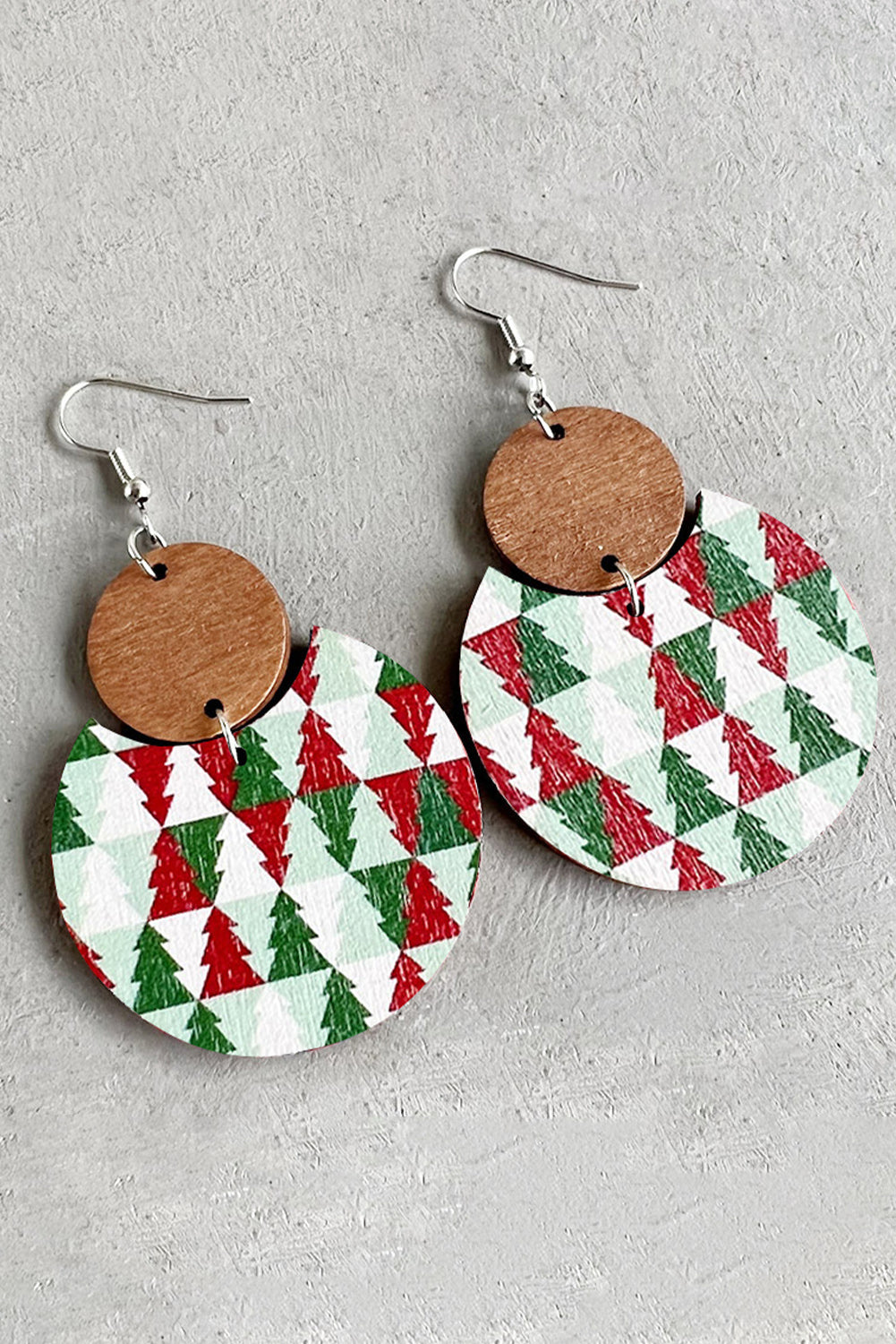 Christmas Checker Graphic Wooden Earrings