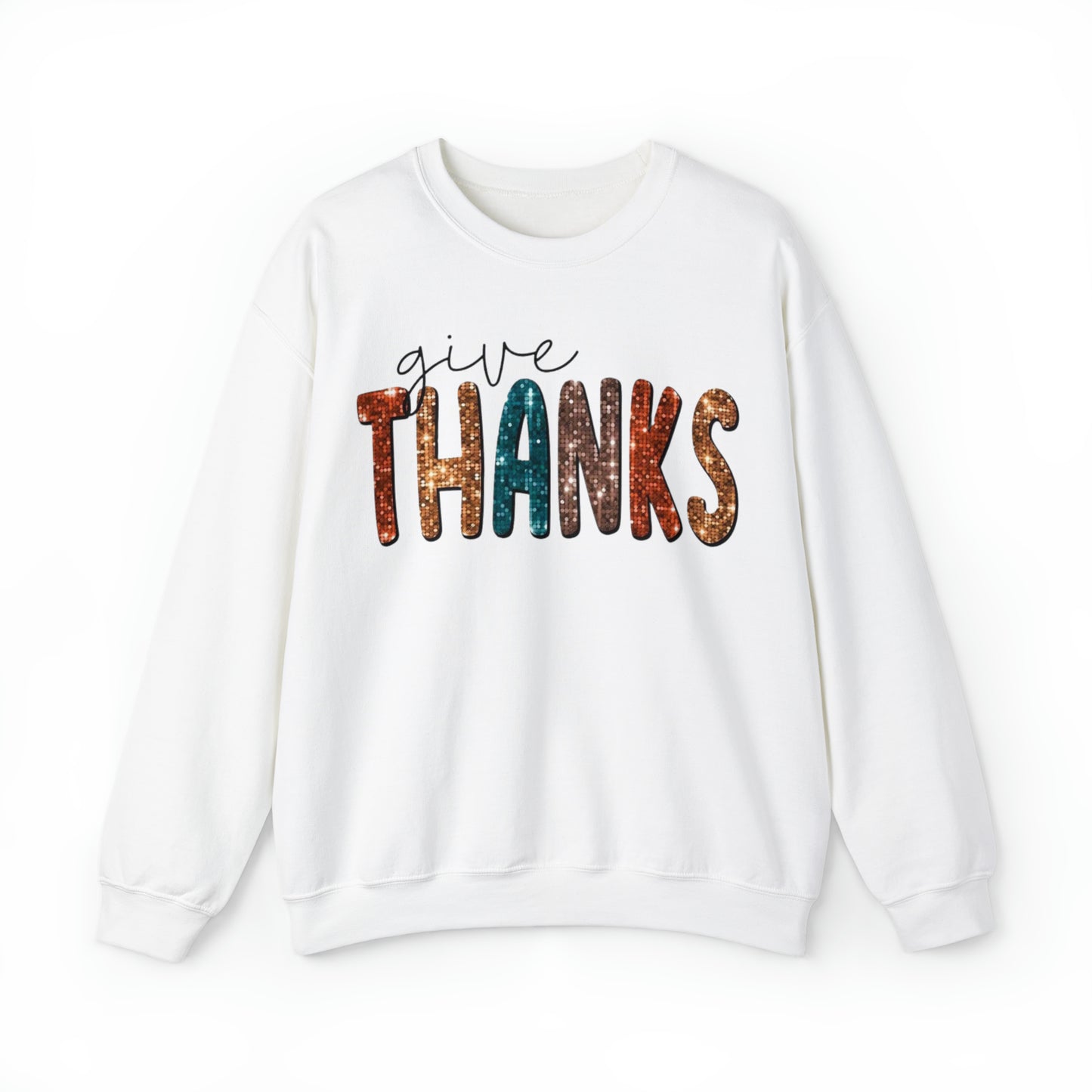 Give Thanks (Sequins) Unisex Heavy Blend™ Crewneck Sweatshirt