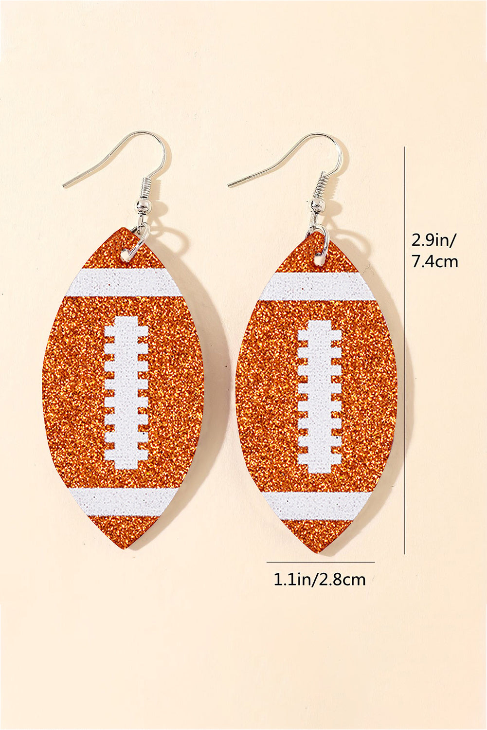 Grapefruit Orange Sequin Football Drop Earrings