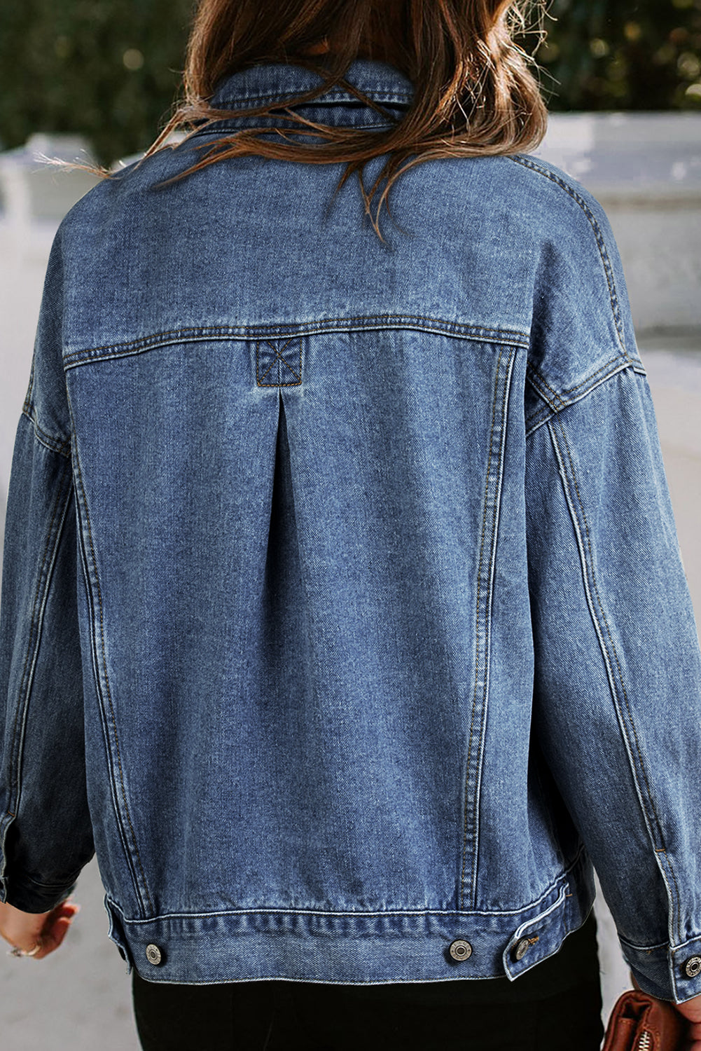 Black Washed Oversize Pocketed Denim Jacket