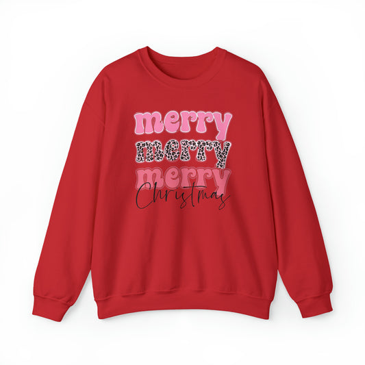 Merry Merry Merry Christmas Unisex Heavy Blend™ Crewneck Sweatshirt