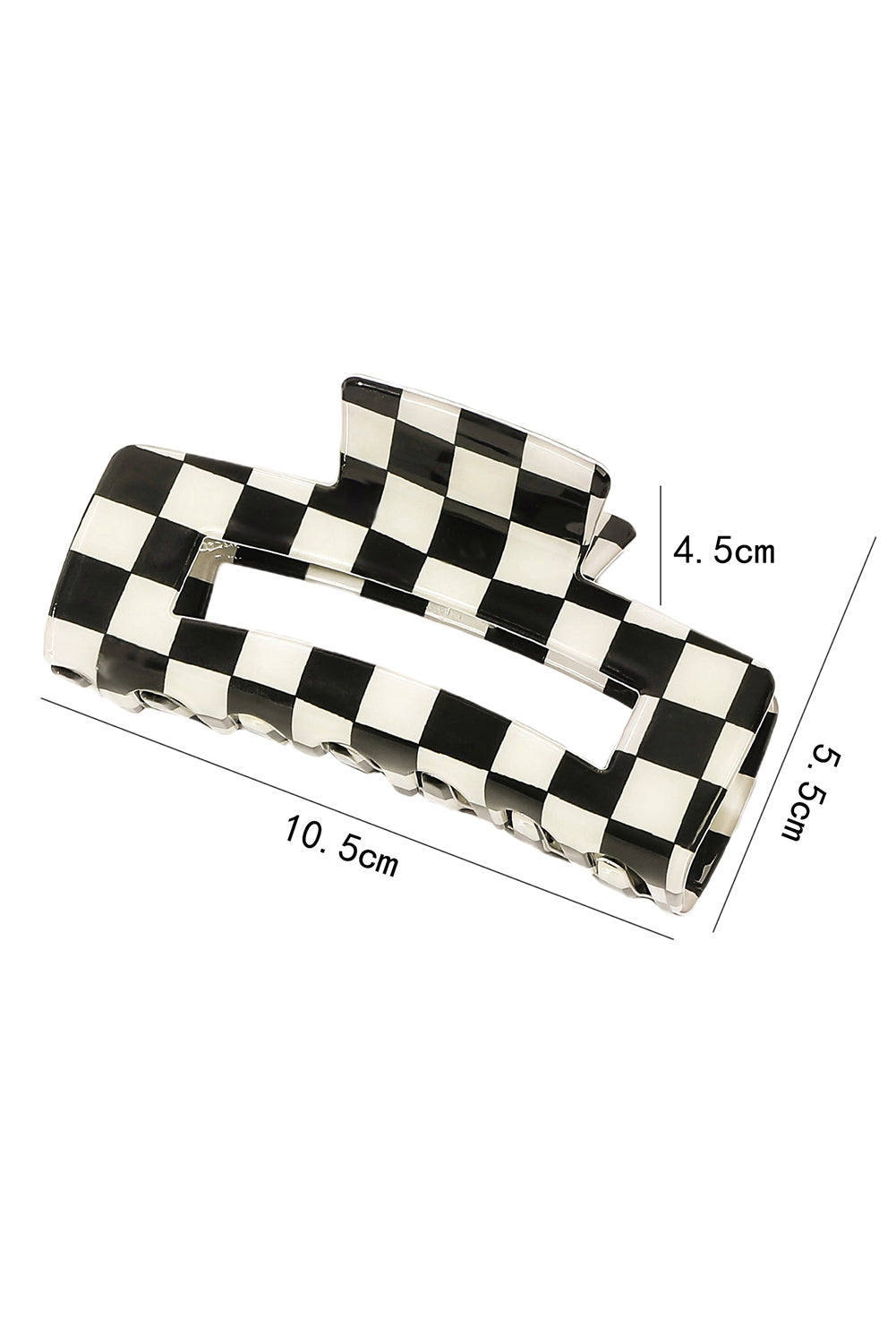 Black Checkered Print Hollow Out Hair Clip