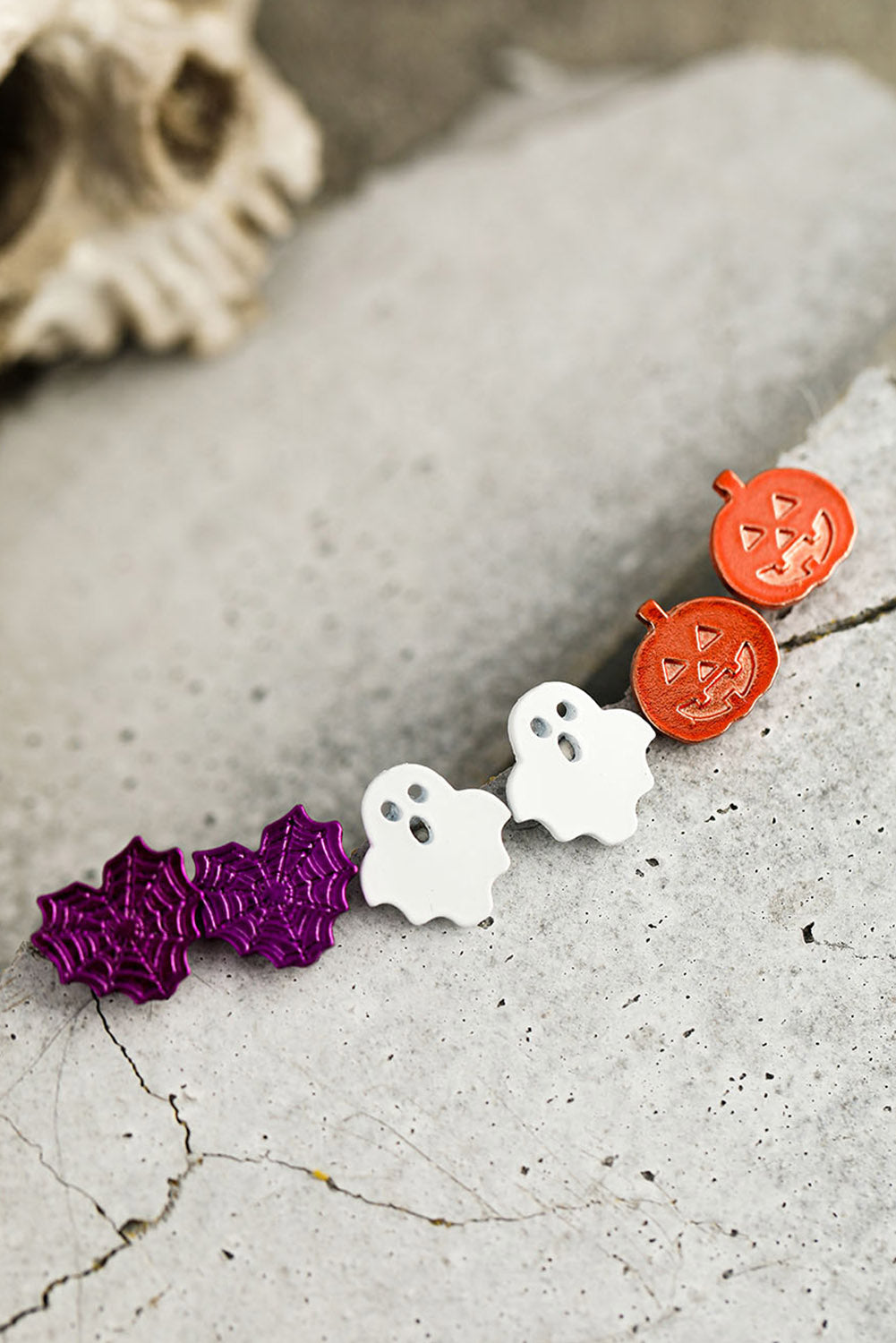 3 Pair Halloween Ornament Stud Earrings