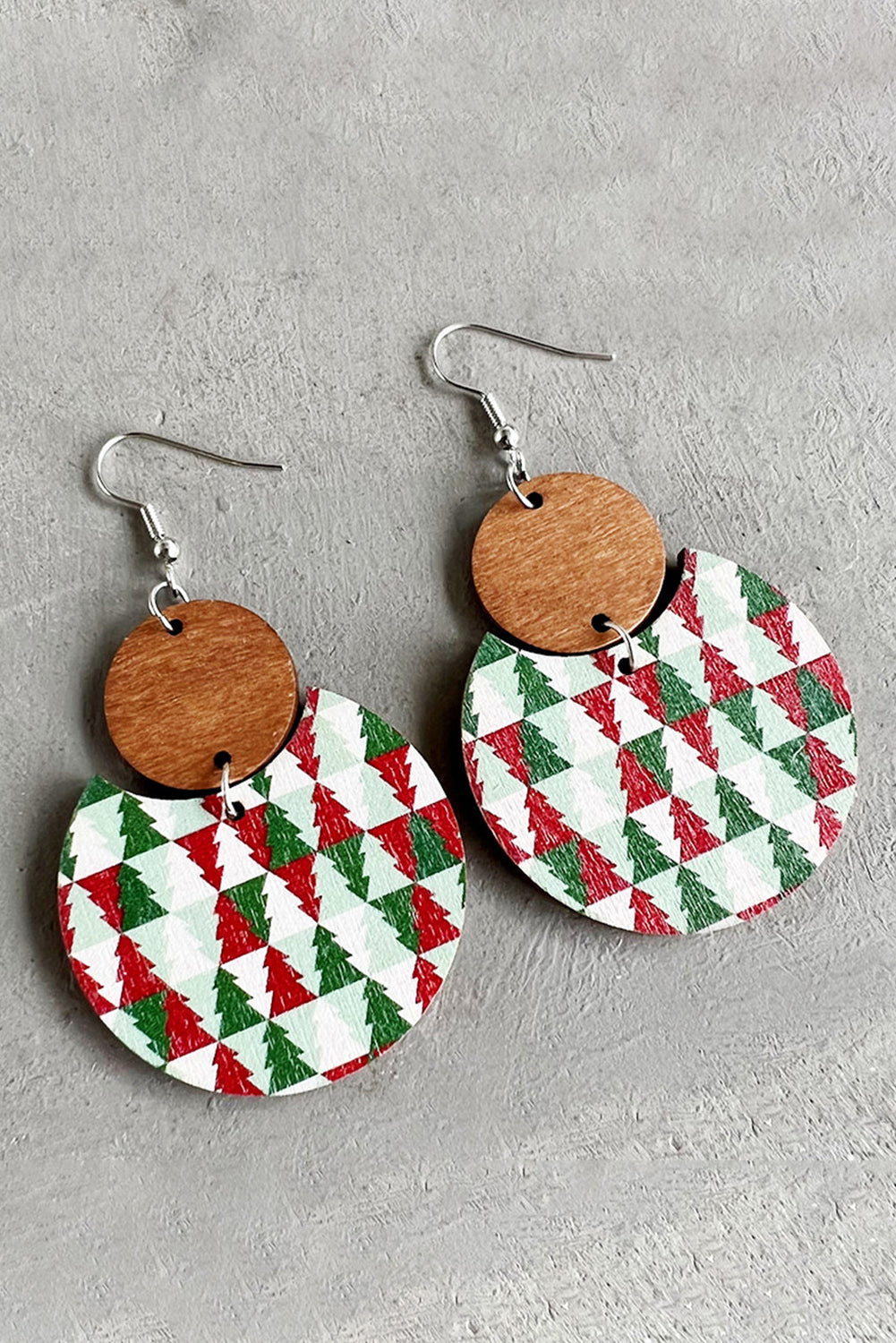 Christmas Checker Graphic Wooden Earrings