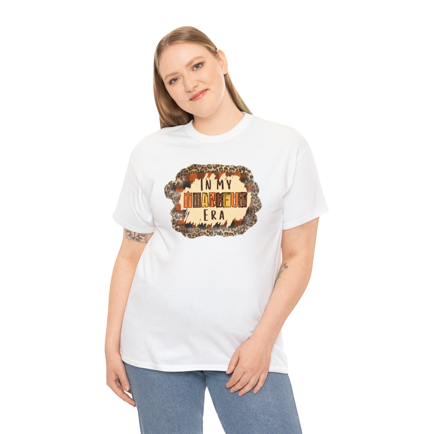 Leopard Plaid In My Thankful Era Unisex Heavy Cotton Tee