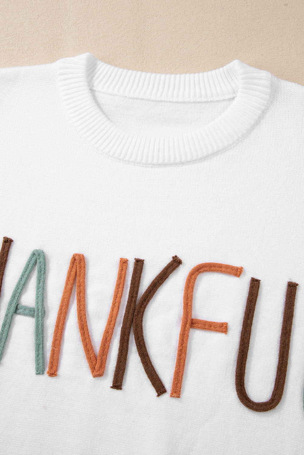 Thankful Ivory Embroidered Sweater