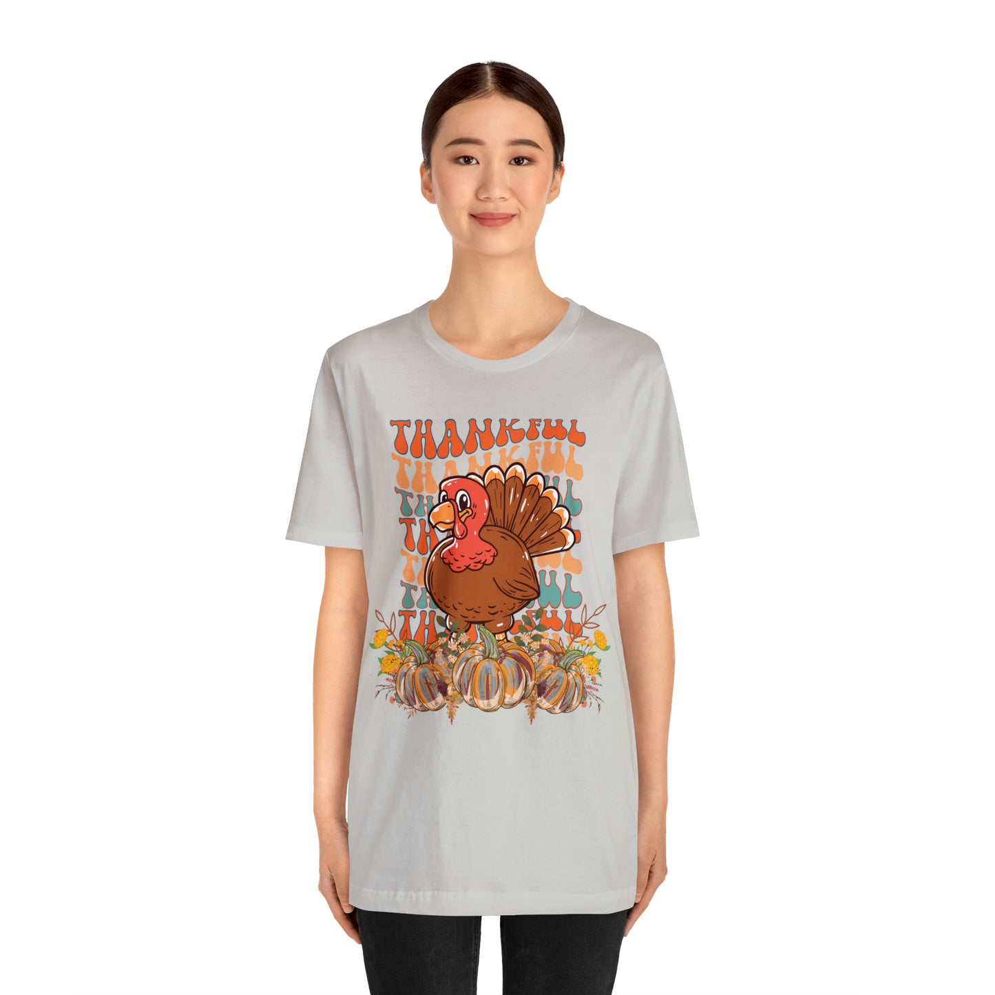 Thankful Turkey Pumpkins Unisex Jersey Short Sleeve Tee