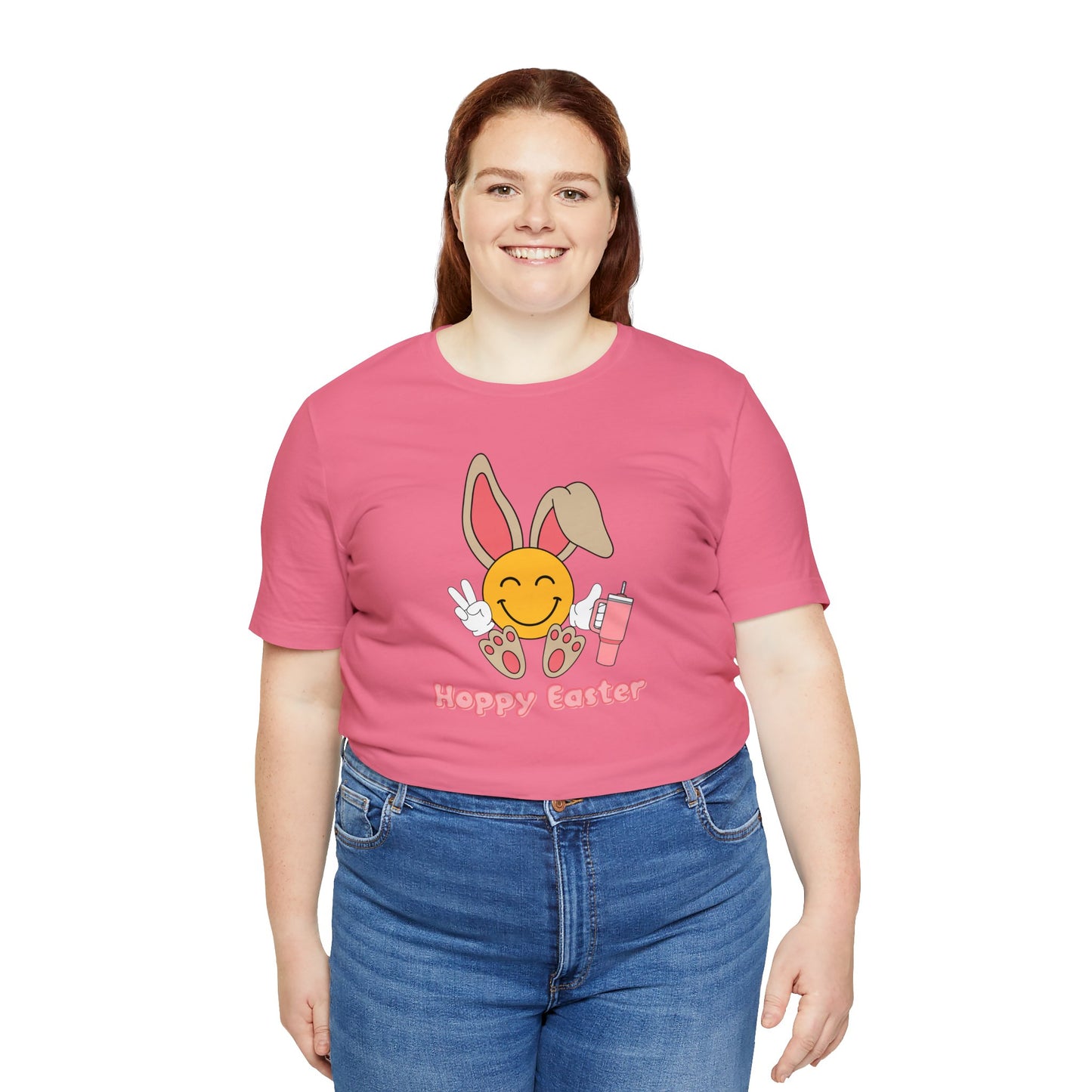 Hoppy Easter Smiley Cup Unisex Jersey Short Sleeve Tee