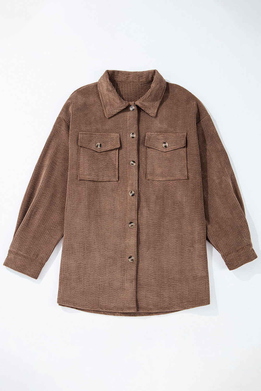 Corduroy Flap Pocket Button Up Shacket