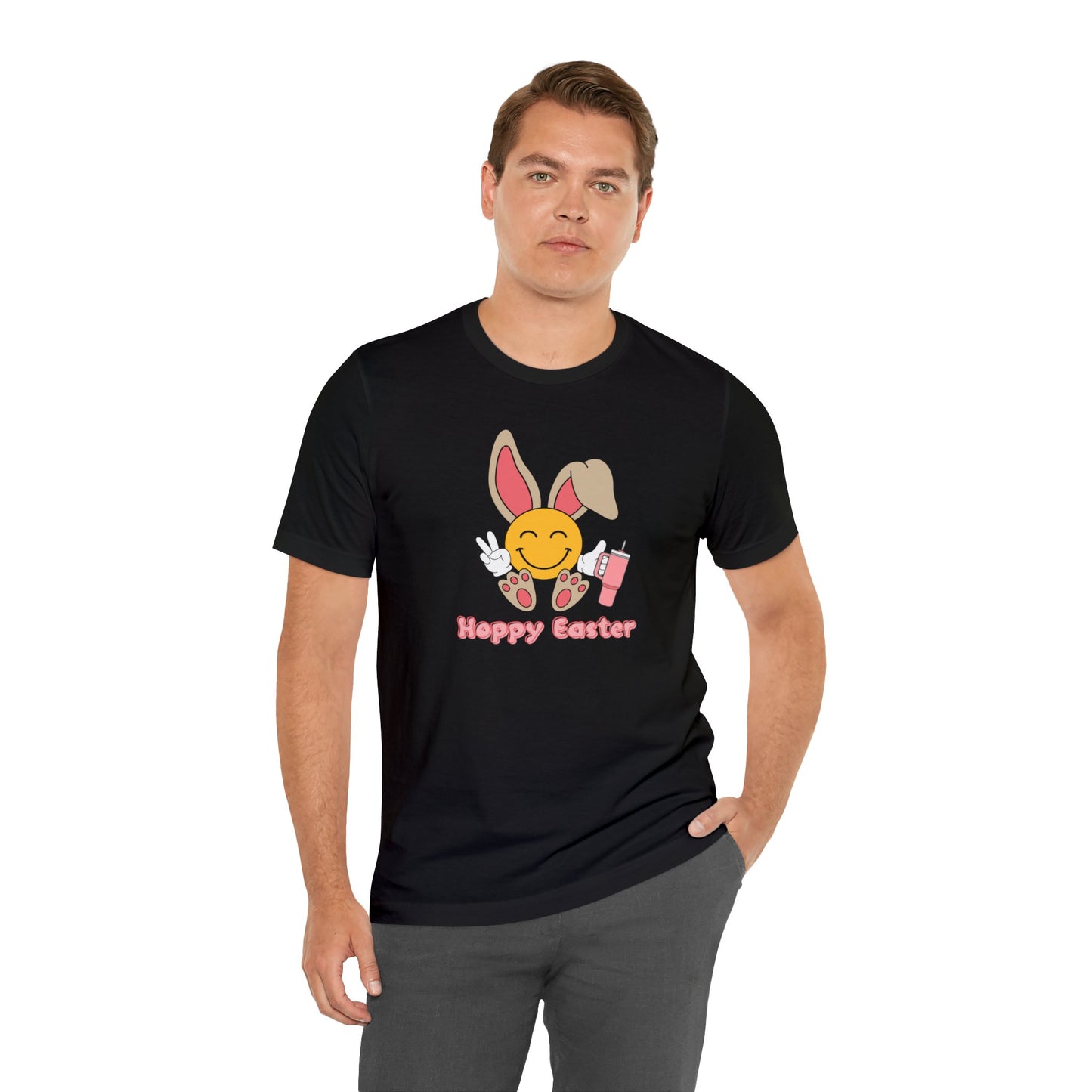 Hoppy Easter Smiley Cup Unisex Jersey Short Sleeve Tee