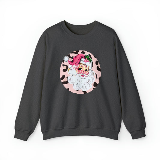 Pink Santa Leopard Print Unisex Heavy Blend™ Crewneck Sweatshirt