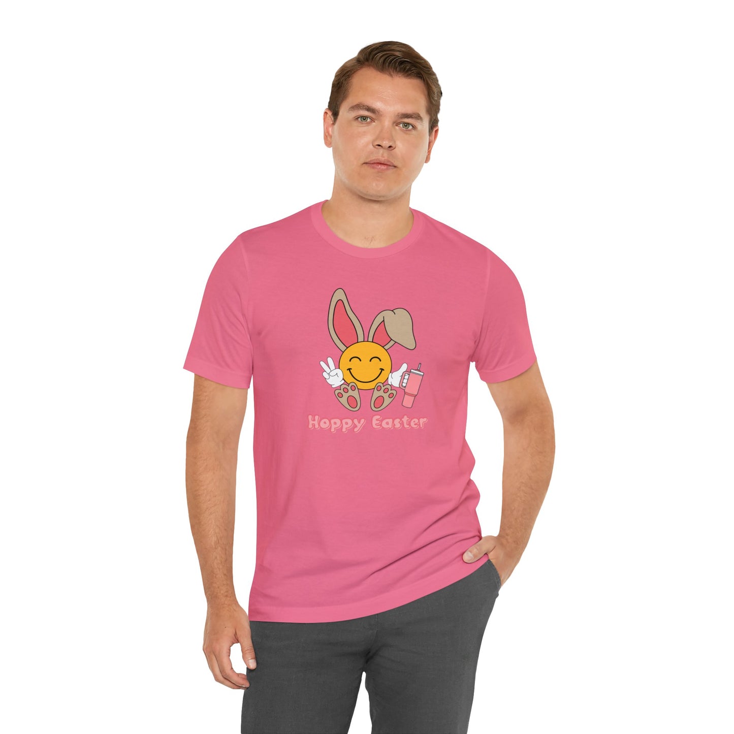 Hoppy Easter Smiley Cup Unisex Jersey Short Sleeve Tee