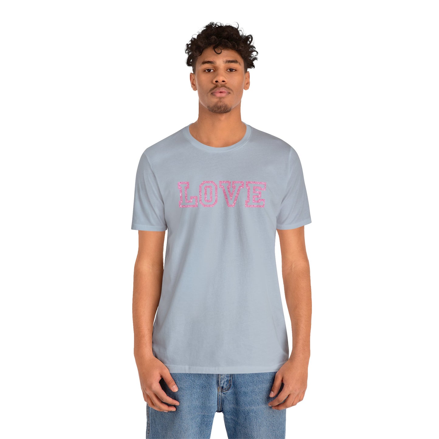 Pink Glitter Love Unisex Jersey Short Sleeve Tee