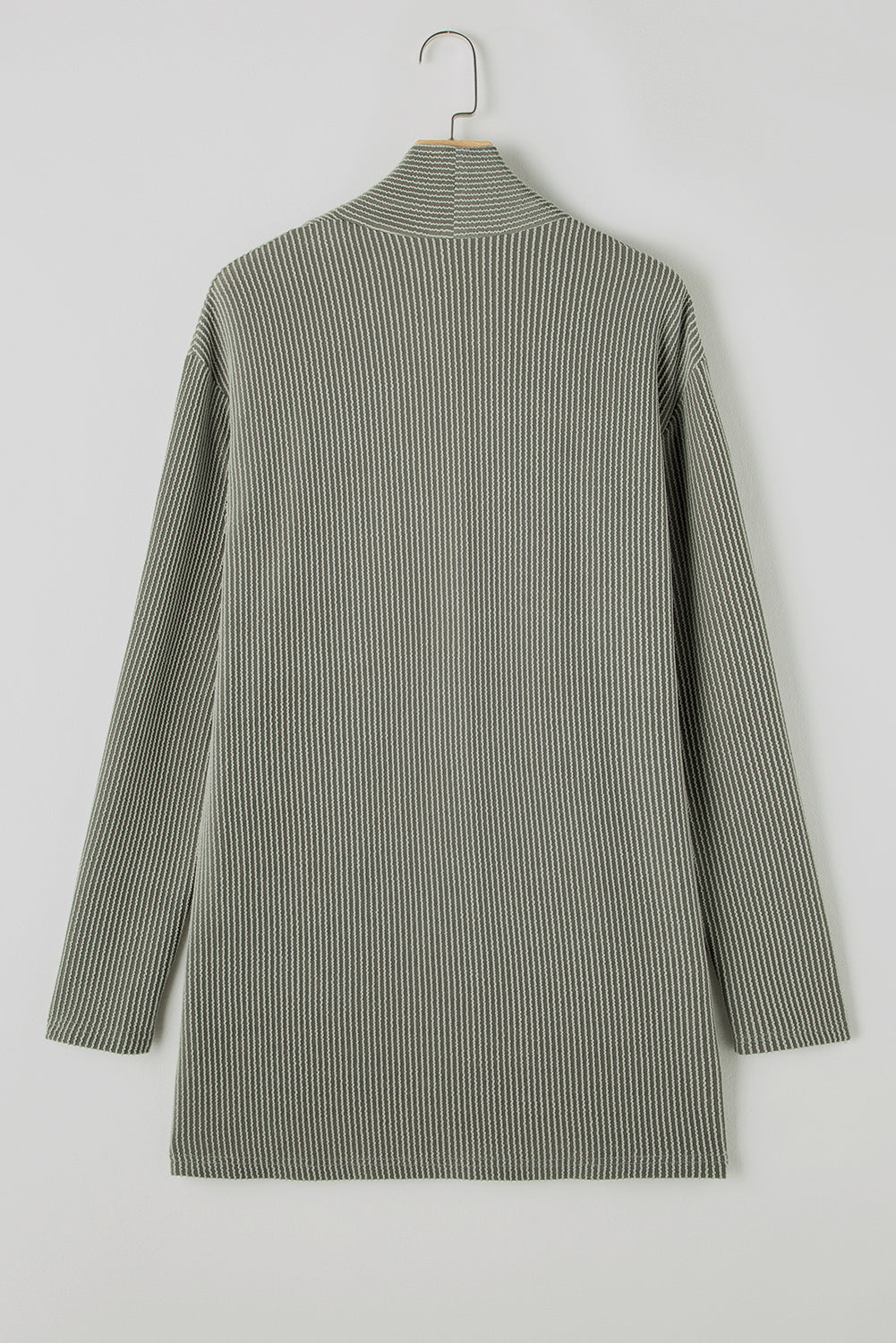 Moss Green Corded Open Front Knit Cardigan