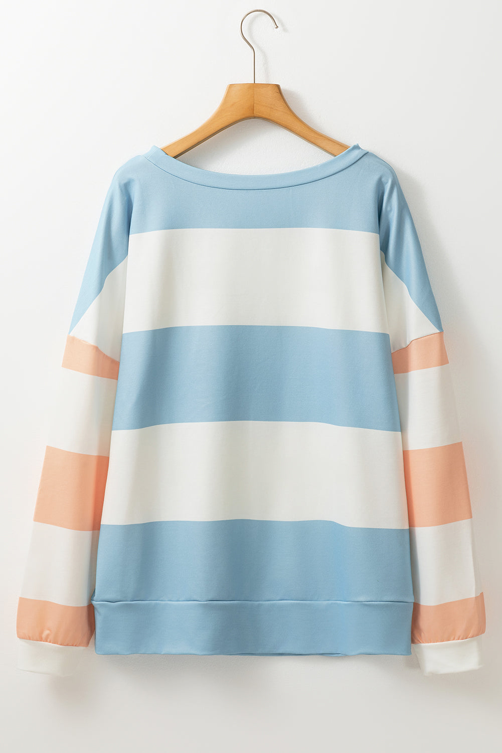 Colorblock Striped Drop Shoulder Long Sleeve Top