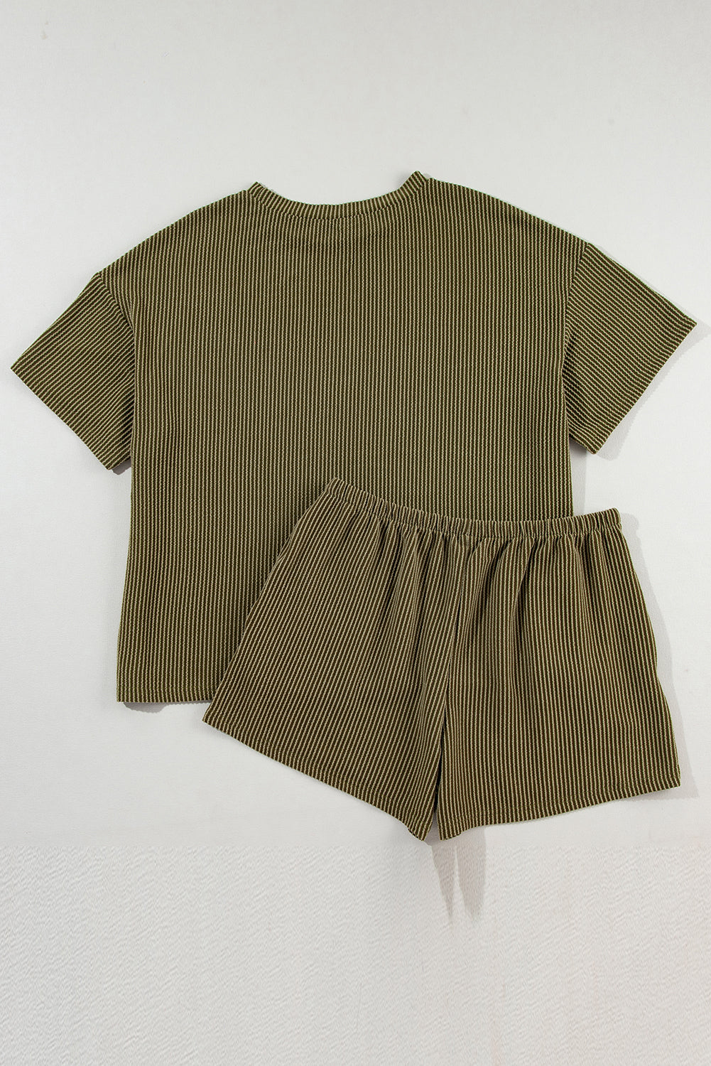 Ribbed Textured Knit Loose Fit Tee and Shorts Set