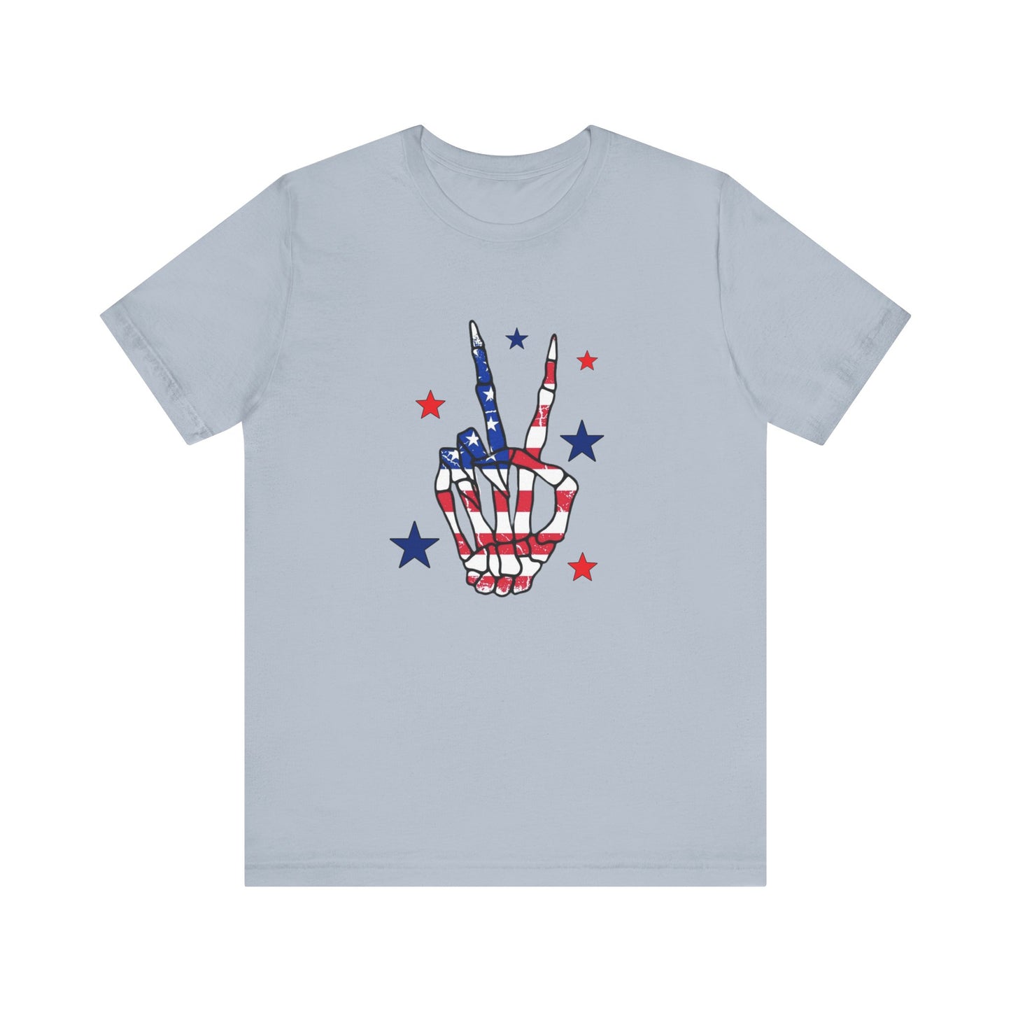 Patriotic Skeleton Peace Hand Unisex Jersey Short Sleeve Tee